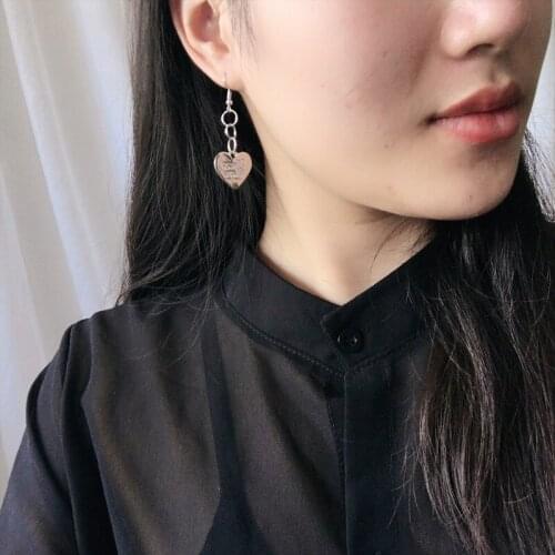 2017 Vintage Silver Color Heart Letter Drop Earrings For Women Tassel Pendant Jewelry Punk Long Earrings Jewelry Long Earrings