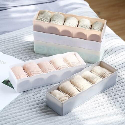5 Compartment Multi-Purpose Underwear Bra Tie Drawer Storage Box Clothes Organizer Socks Case For Ties Socks Bra Bedroom