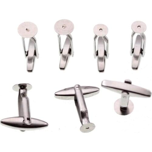 6pcs (No Fading) Stainless Steel Cufflinks Findings Cabochon Blank Base Fit 6 8 10 12 mm Jewelry Making Accessories Wholesale