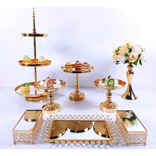 7-10 PC Crystal Metal Wedding Fruit Cupcake ake Rack Set Festival Party Display Tray Cake Stand