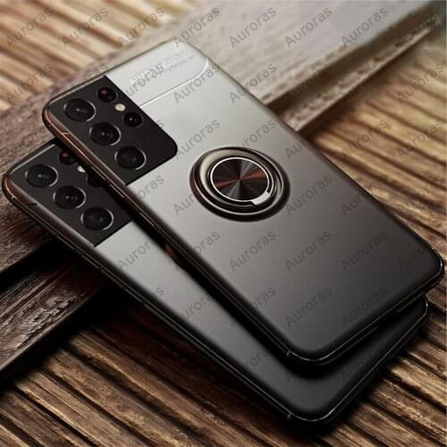 Auroras For Samsung Galaxy S21 Ultra Case Business Style with Holder Ring Magnetism Back Cover For Samsung S21 Plus Case