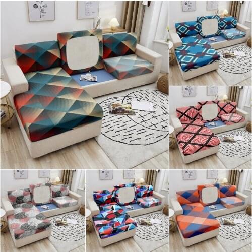 Colored Geometric Sofa Protector Elastic Sofa Seat Cushion Covers for Living Room Removable Sofa Slipcover Couch Cover 1-4 Seat