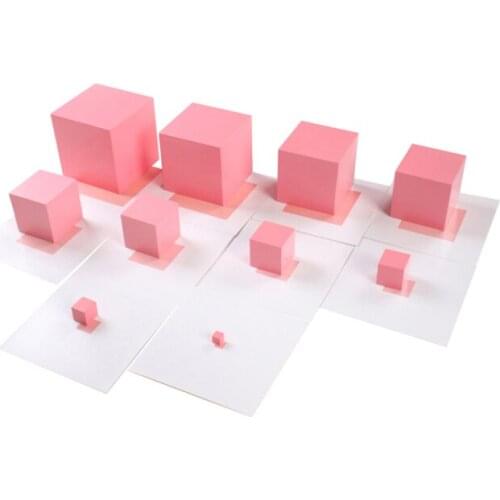 Wooden Montessori Material Pink Tower Early Learning Education Preschool Building Block Toy for Children Juego Montessori J2166F