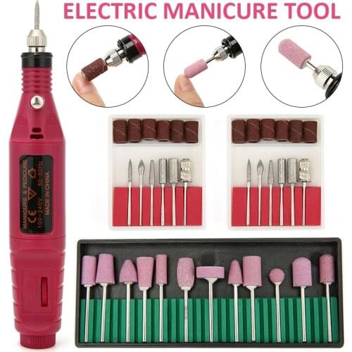 1 set Electric Nail Drill Machine Pedicure Manicure Drill Set Milling Cutters Set Nail File Tool Manicure Pen Polishing Machine