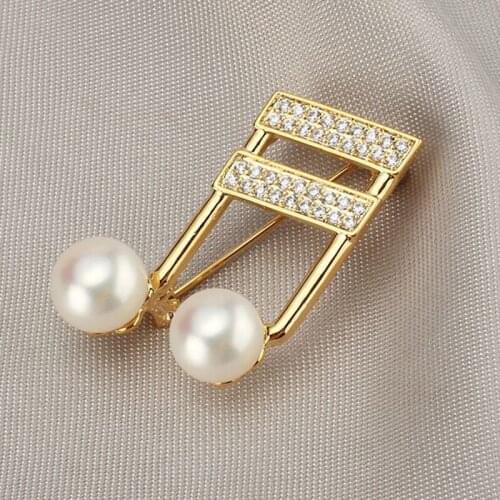 Fine Quality Freshwater Pearl Music Sign Brooch All-match Elegant Sweater Ornament Pin brooch shawl cardigan buckle jewelry