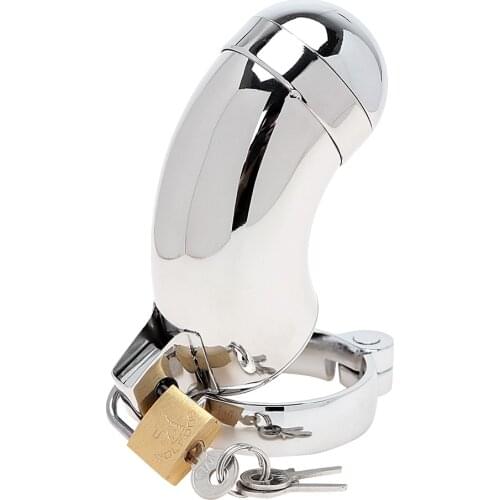 IKOKY Male Chastity Device Stainless Steel Penis Cock Ring Lockable Sex Products Chastity Belt Cock Cage Sex Toys for Men