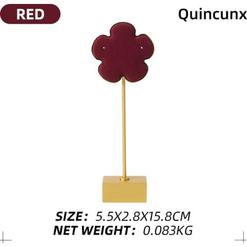 Red Flower Shaped Metal Microfiber Jewelry Display Stand For Femal Earring Necklace Jewellery Organizers Holder 8 Color Portable