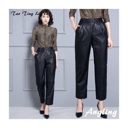 Top brand Women Fashion 2020 Real Genuine Sheep Leather Pants KP4 high quality