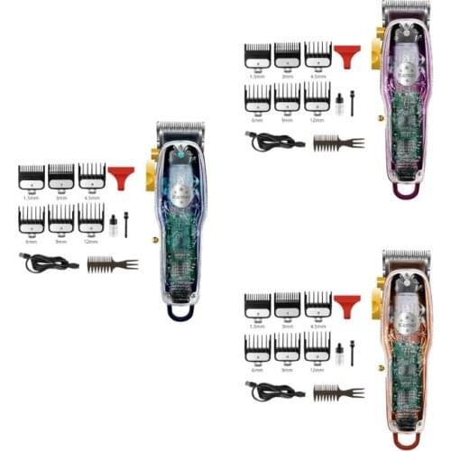 Portable Cordless Hair Clippers Waterproof Clear Hair Clipper 4 Adjustable Speed Rechargeable for Barbers Home Use