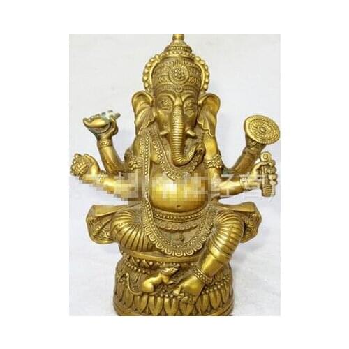 Copper Brass craft Copper Elephant God Tibet Culture Brass Ganapati Ganesh Lord Ganesha Statue Buddha Home Office wholesale fact