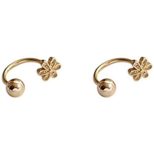 Real 14K Gold Jewelry Earring Women Fine Aros Mujer Oreja Pink Earrings for Women Orecchini 14 K Yellow Gold Bizuteria Jewelry