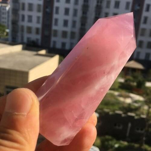Natural rose powder crystal point therapy stone obelisk bar powder 140g