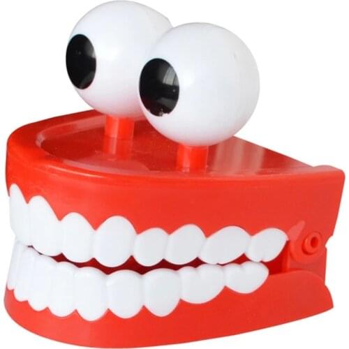 Novelty Dentures Clockwork Fun Toy Teeth Clockwork Beating On The Chain Classic Toys Halloween Funny Teeth Model Toys Kids Gifts