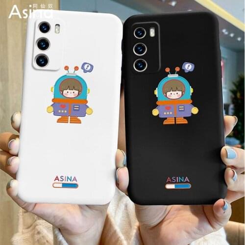 ASINA Original Liquid Silicone Case For Huawei P40 P30 P Smart 2019 Cover Cartoon Shell Pattern Cover For Nova3 3i 5t 7 8 Funda