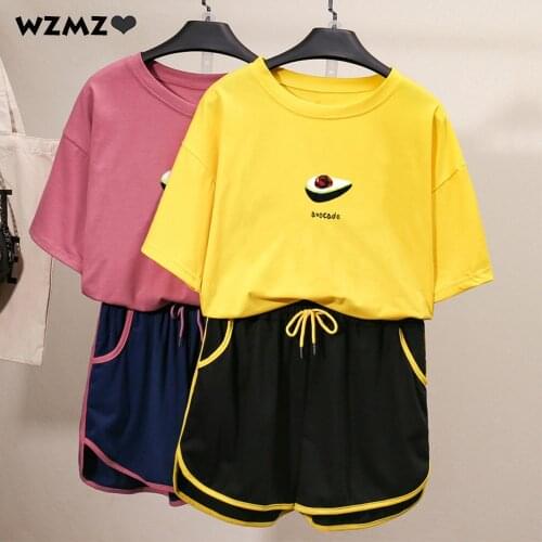 Summer Pyjamas Women Avocado Print Casual Round Neck Pijama Drawstring Pajamas Wide Leg Short Pants Street Hipster Home Clothes