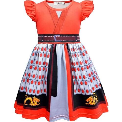 VOGUEON Girls Mulan Princess Dress Flying Sleeve Fancy Clothes For Kids Carnival Birthday Party Cosplay Costume Dress Up Vestido