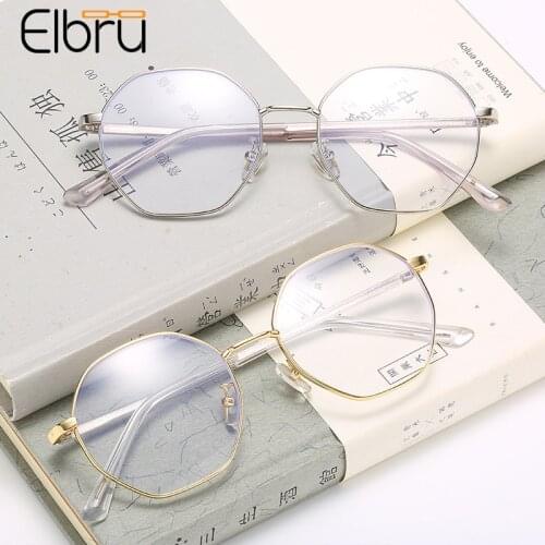 Elbru Polygonal Myopia Glasses New Fashion Anti-blue Ray Reading Glasses Unisex Eyeglasses With Degree -1.0 -1.5 -2.0 -2.5 -3.5