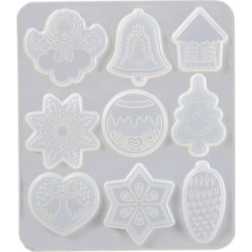 Holiday DIY Resin Crystal Resin Mold Snowflake Elk Pendant Keychain Jewelry Resin Silicone Mold Set