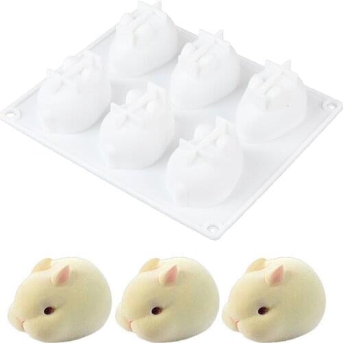 Silicone 3D Bunny Rabbit Mold Cake Decorating Mould for Baking Mousse 6 Forms