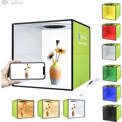 Cadiso 30cm Folding Ring Lightbox Portable Photo Studio Box Photography Softbox Light Box Studio Shooting Tent Kit with Backdrop