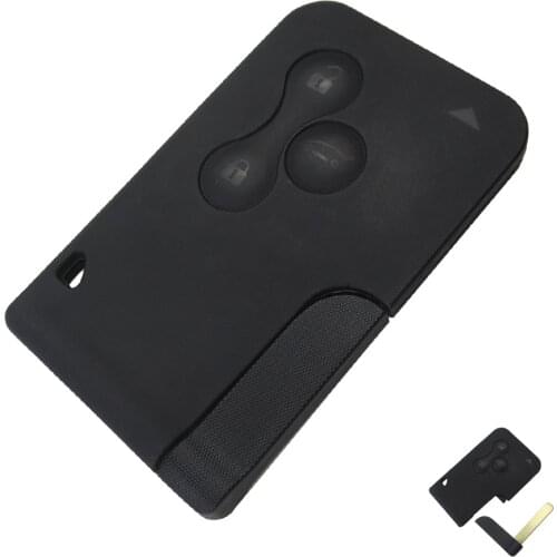 3 Button Smart Card For Renault Clio Logan Megane 2 3 Koleos Scenic Card Case Black Car Key Fob Shell with Small Key Uncut Blade