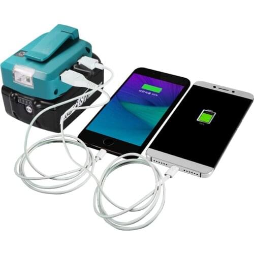 High quality Portable LED Light Working Lamp with two USB port converter For Makita 14.4V 18V Li-ion Battery BL1430 BL1830