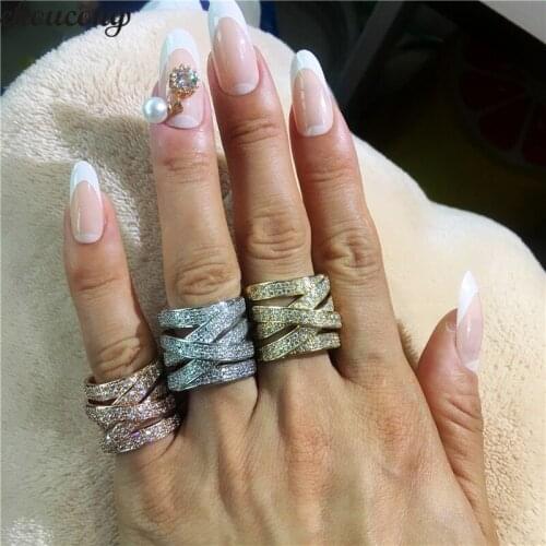 Choucong Female Statement Ring Silver color Pave AAAA cz Luxury Party Wedding Band Rings For Women Sizeable Jewelry Gift