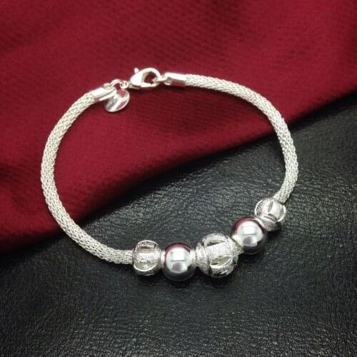Fashion Jewelry 925 Sterling Silver Bracelet Beaded Bracelet Woman Jewelry Gift 5 orders