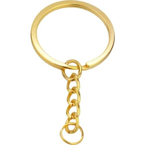 10 Pcs/Set DIY 30mm Gold Color Keyrings Jewelry Keychain Key Ring Silvery Key Chains Stainless Alloy Circle