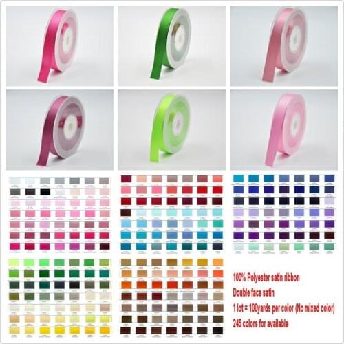 Free Shipping! Double Face Satin Ribbons 245 Colors in stock,Top Quality For DIY Craft,Hair,Sewing,Packaging,Wedding Party