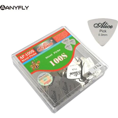 100 Pcs Wholesale Alice Stainless Steel Triangle Shape Metal Guitar Electric Guitar Rock Picks 0.3mm