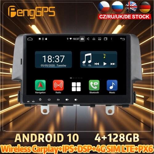 128G Android10 PX6 DSP For HONDA Civic 2016 2017 Car DVD GPS Navigation Auto Radio Stereo Video Multifunction CarPlay HeadUnit