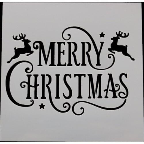 13*13 Merry Christmas Layering Stencils for Diy scrapbook/photo album Decorative Embossing coloring,painting stencil,home decor