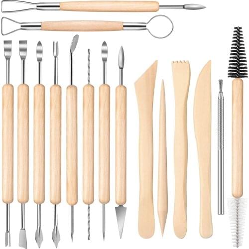 16 Pieces Wooden Handle Clay Pottery Sculpting Tools Polymer Clay Sculpting Tools Set DIY Ceramic Tools