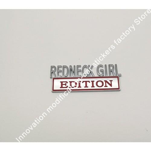 2pcs small REDNECK EDITION chrome Badges emblem car sticker red neck edition girl free shipping