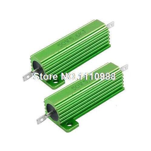 Chassis Mounted 50W 5.6K Ohm 5% Aluminum Case Wirewound Resistor 2pcs