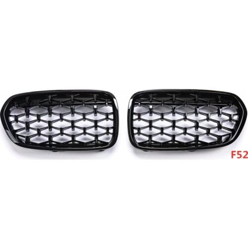 2017-2020 One Pair Glossy Black / Silver Diamond Star Style Front Kidney Grille Bumper For BMW 1 Series F52 Mesh Grill