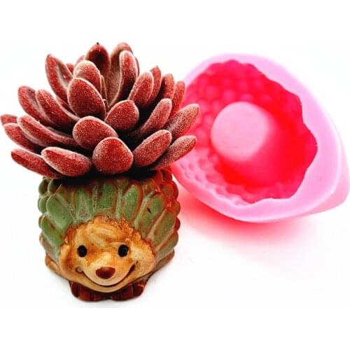 3D Little Hedgehog Flower Pot Cement Silicone Molding Cake Tool Chocolate Plaster Resin Candle Mold Kitchen Baking Free Shipping