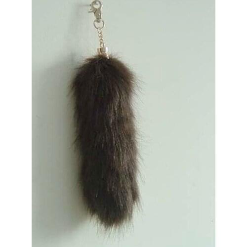 Free shipping fox tail chain faux fur tail fox keychain hardware
