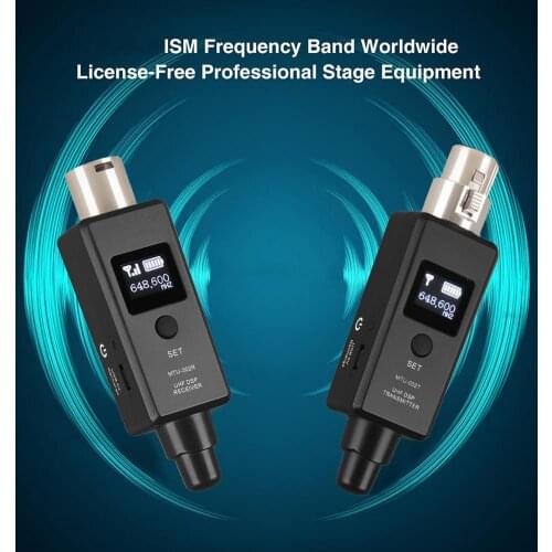 Microphone Wireless Transmitter Receiver System XLR Connection Built-in Rechargeable Battery For Dynamic Microphone
