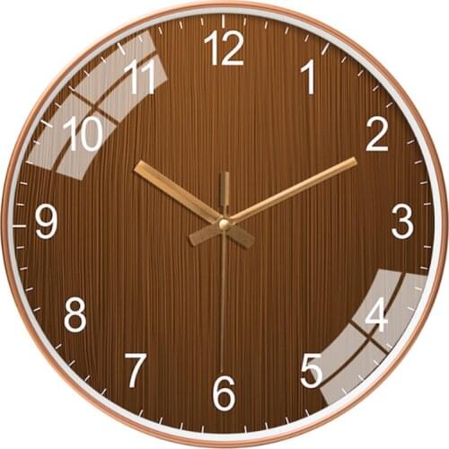 Nordic Decorative Wood Grain Wall Clocks Silent Quartz Circular Wooden Hanging Clock Modern Design Home Decor