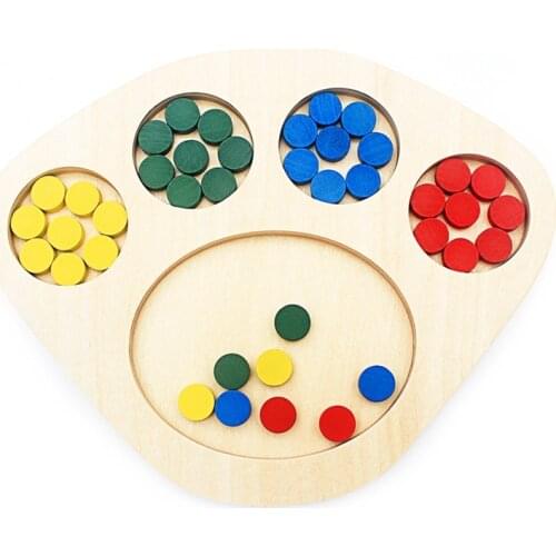 Toddler Montessori Color Sorting Board Game Wooden Baby Toy for Children Colors and Shapes Rounds Educational Brinquedos Juguets