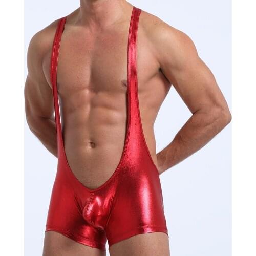 Mens Sleeveless Stretchy Wrestling Singlet Leotard High Cut Thong Mankini Gymnastics Bodysuit