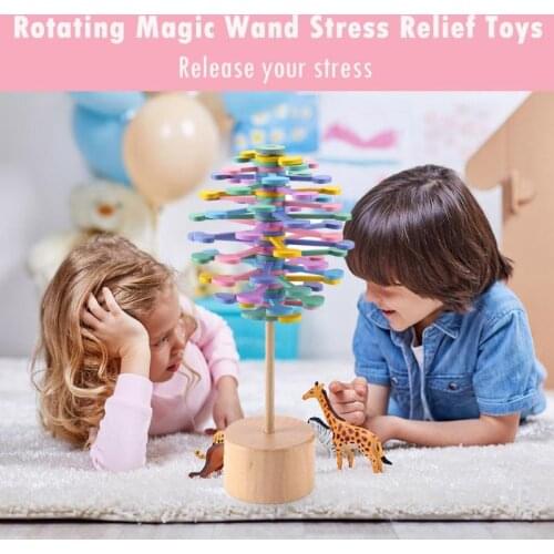 Creative Wooden Helicone Lolly Toy Rotating Magic Wand Stress Relief Decompression Toys Home Office Art Decoration 2020 Hot sale