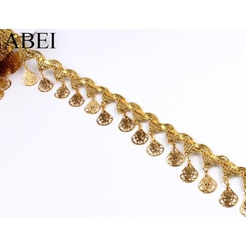 1yard 40mm Gold Sequins Lace Sewing Garments Accessories DIY Fringe Paillette Tassel Ribbon Fabric Supplier Wholesale