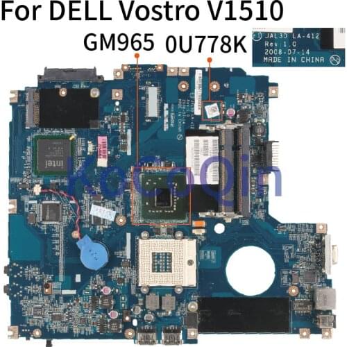 CN-0U778K 0U778K For DELL Vostro 1510 V1510 JAL30 LA-4121P GM965 Laptop motherboard Mainboard DDR2