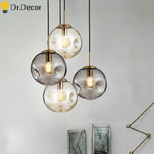 Modren Glass Ball Pendant Lights Lighitng Nordic Bubbles Hanging Lamp Kitchen Dining Room Pendant Lamp Home Decor Light Fixtures