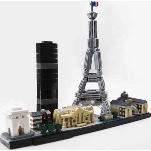 MOC 21044 Skyline Paris Architecture Building Blocks Set Tower Edifice Bricks Town Street View Assemble Toys For Children Gifts