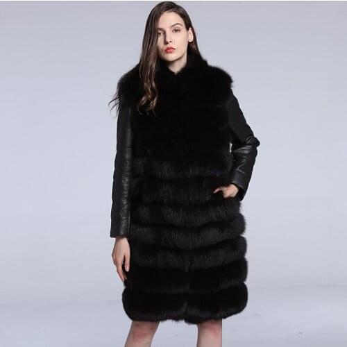 2021 new leather coat 100% natural fur coat female winter warm leather fox fur coat high quality fur vest