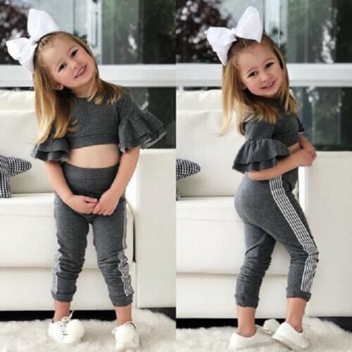 New Arrivels Kids Baby Girls Slim Fit Tops Pants Leggings Autumn Outfits Set Clothes